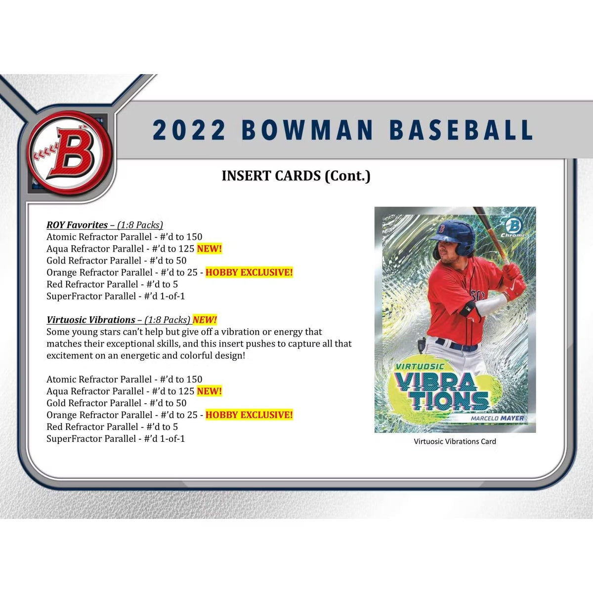2022 Bowman Baseball Trading Card Mega Box N97466