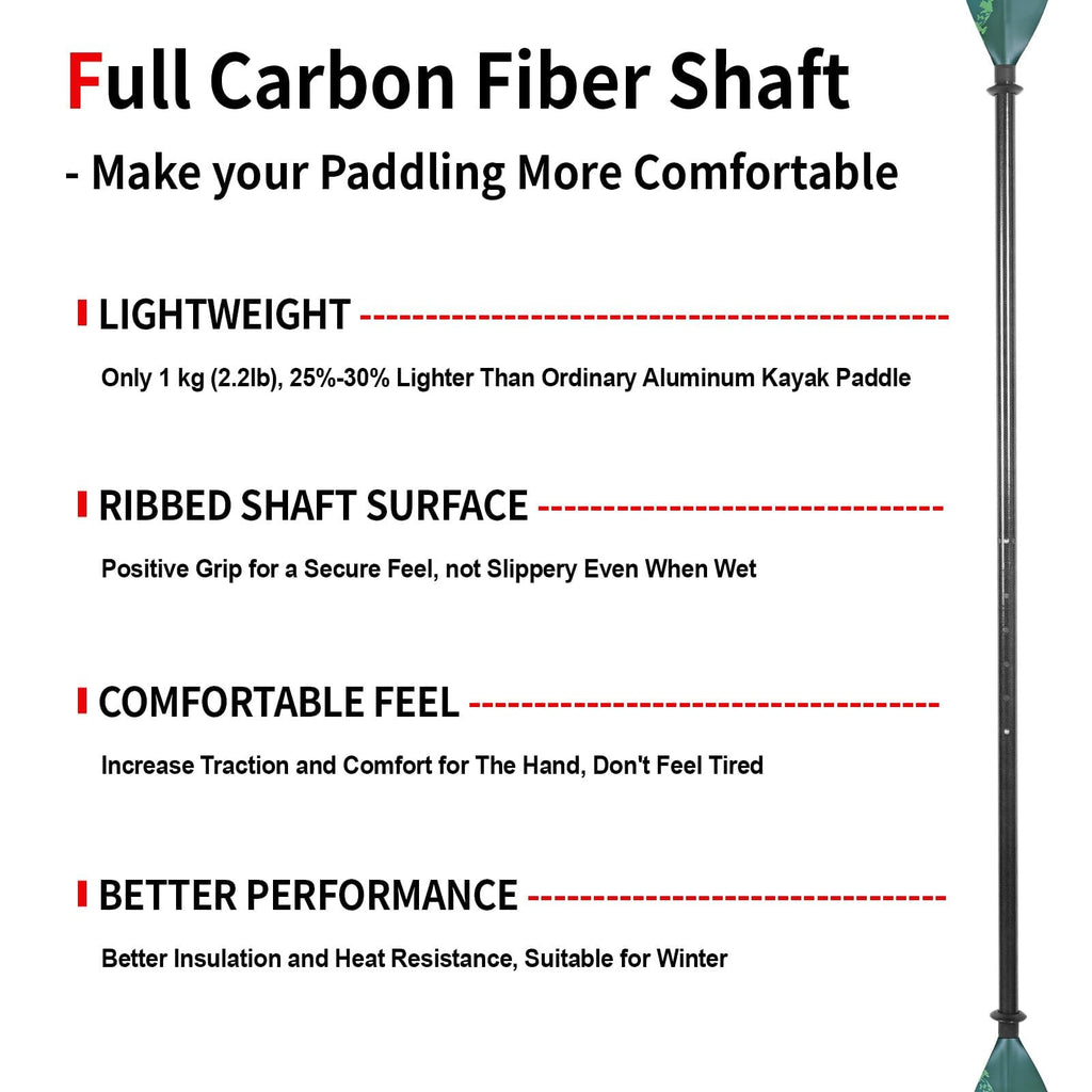 Adjustable Carbon Fiber Shaft Kayak Paddle 4 Piece Y98281