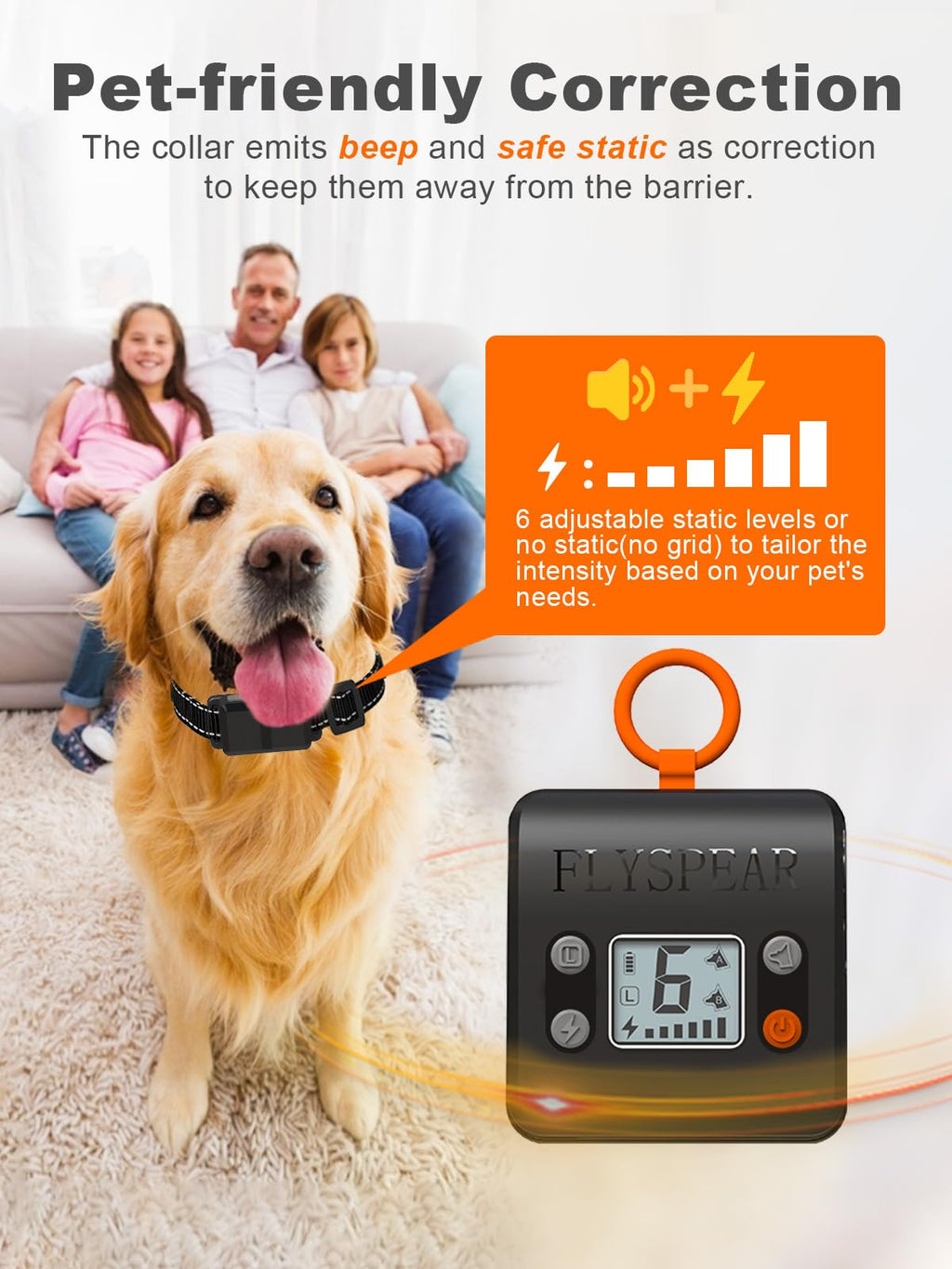 Wireless Rechargeable Indoor Pet Barrier with 6 Adjustable Range A42778