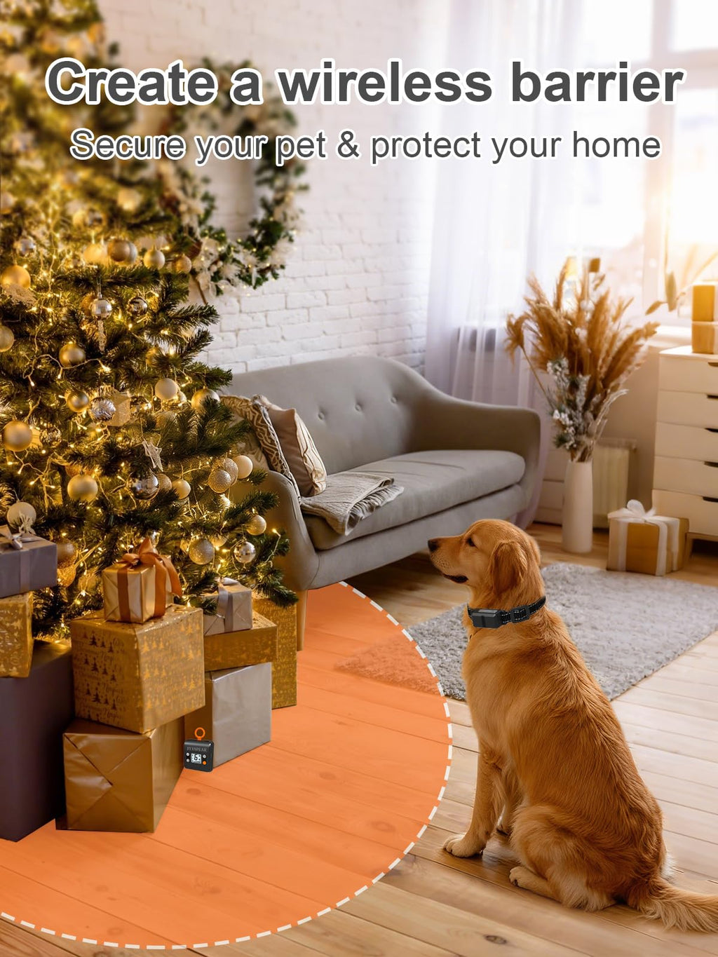 Wireless Rechargeable Indoor Pet Barrier with 6 Adjustable Range A42778