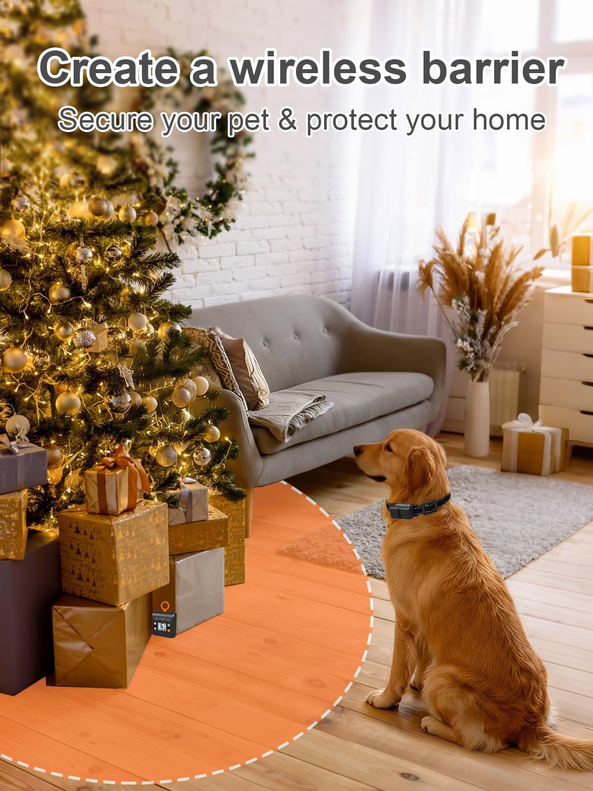 Wireless Rechargeable Indoor Pet Barrier with 6 Adjustable Range A42778