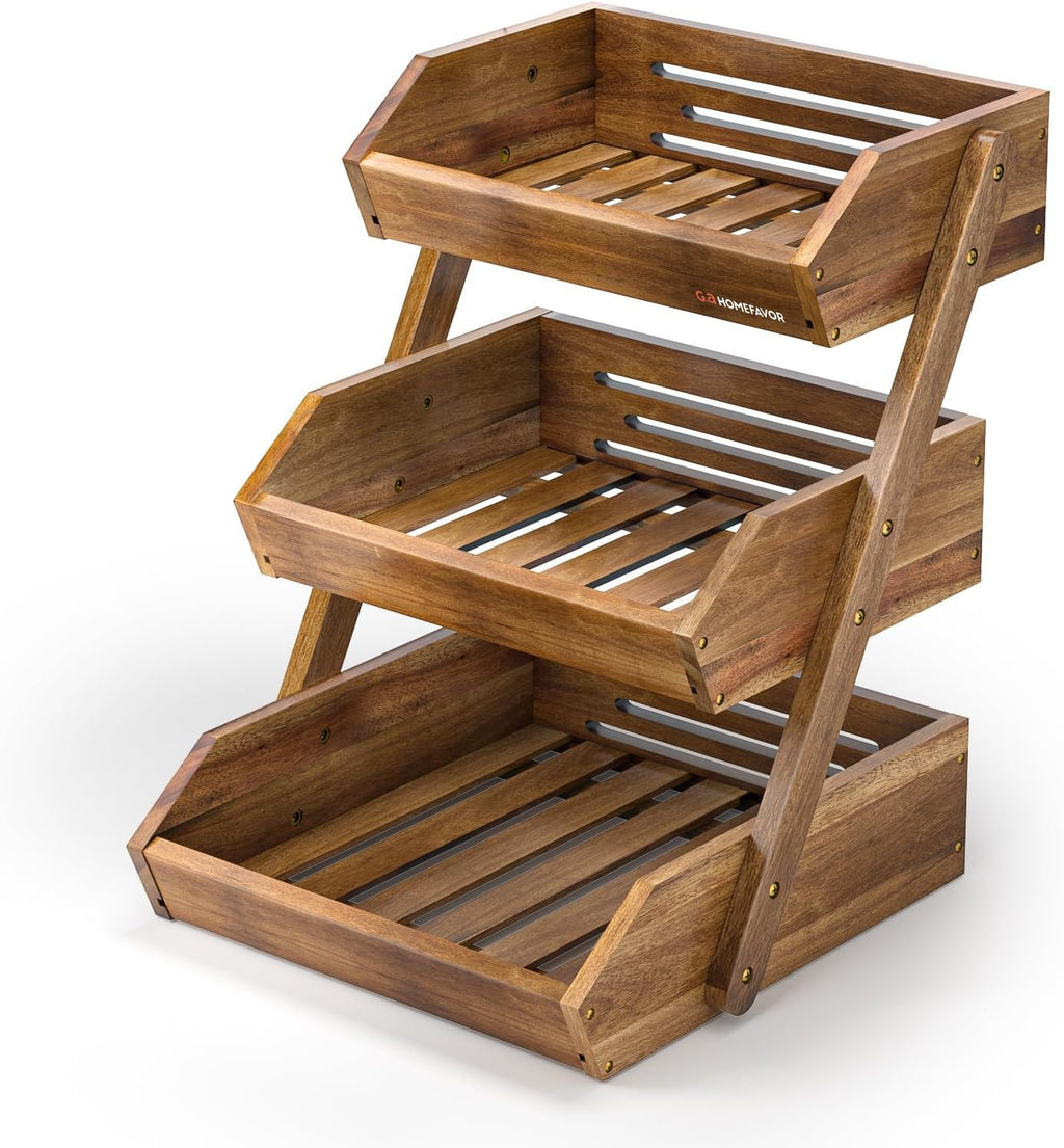 3-Tier Acacia Wood Fruit Basket I711