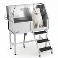 46 Inch Stainless Steel Dog Washing Station with Stair Q479
