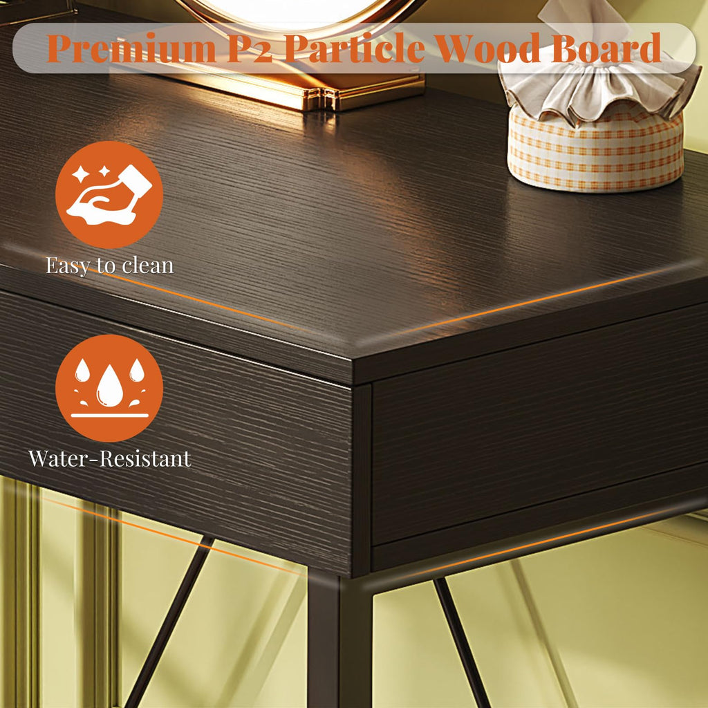 Black 40 Inch Small Desk with Wood Drawers S612920