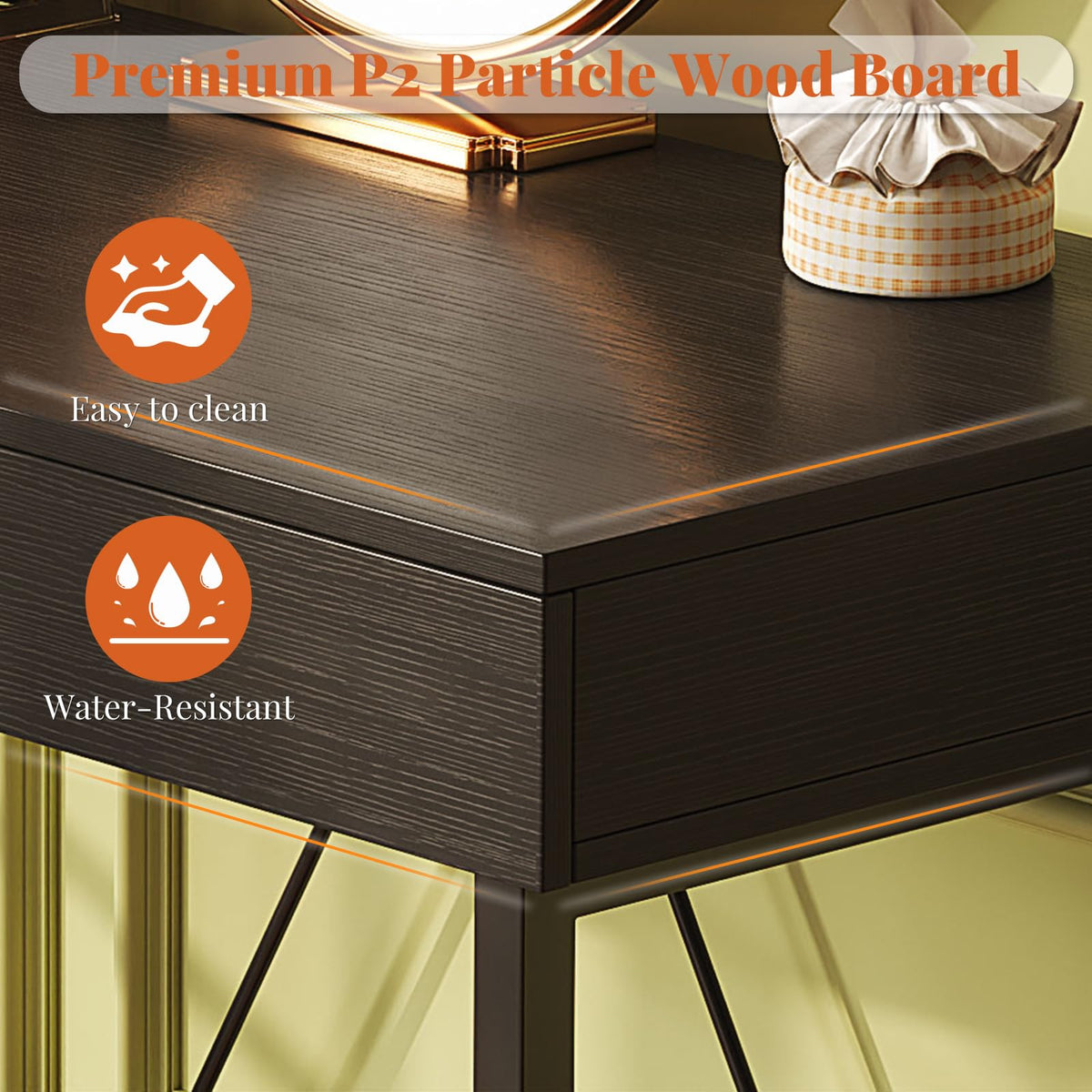 Black 40 Inch Small Desk with Wood Drawers S612920