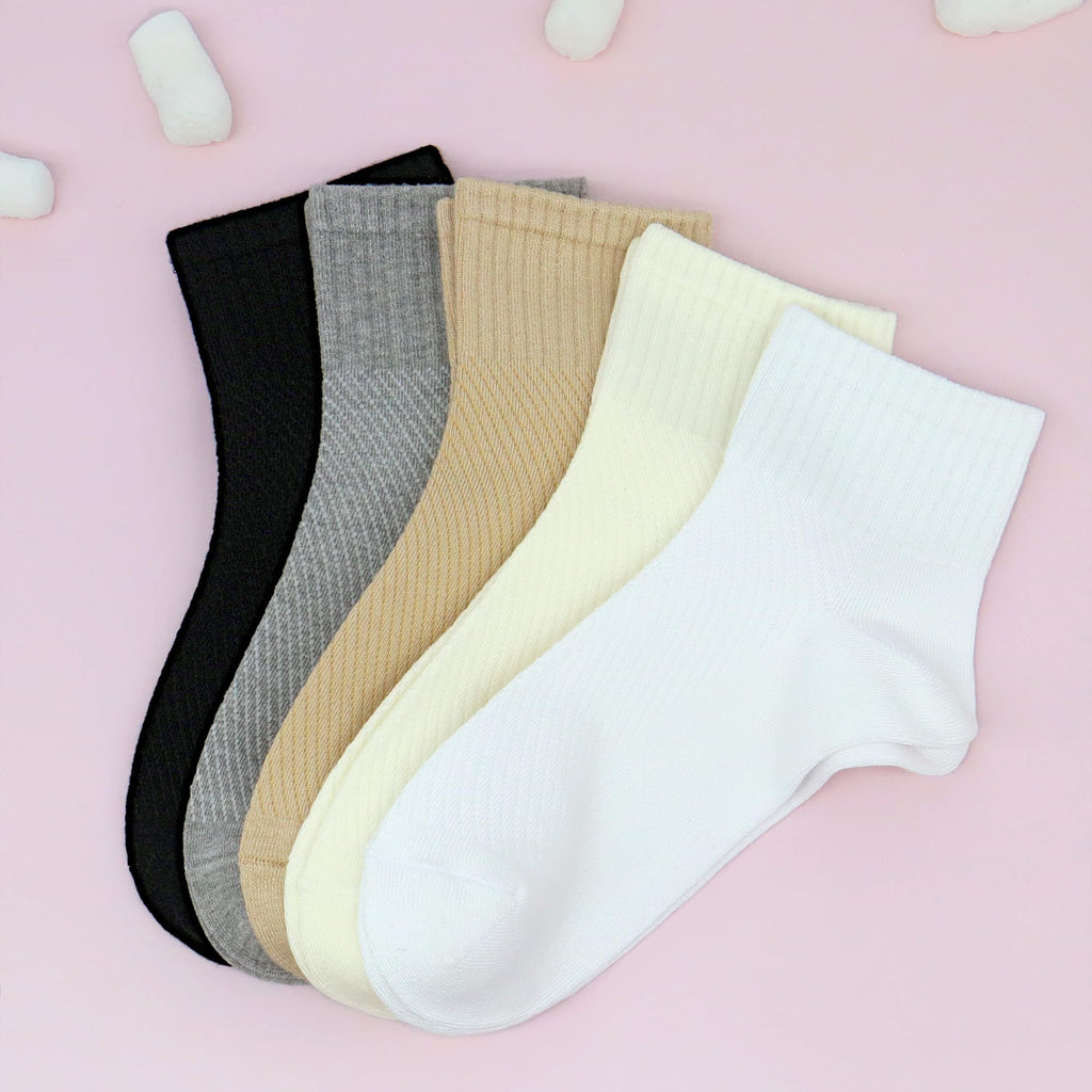 Bamboo Viscose Above Ankle Thin Socks 5 Pairs A7232