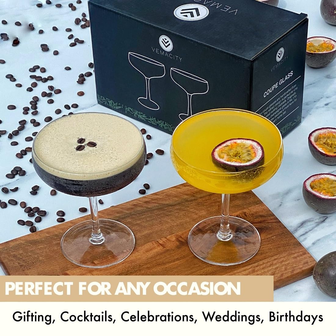 Handblown Coupe Cocktail Glasses Set of 2 C979