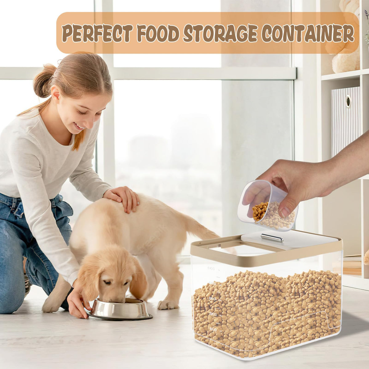 2 Pack Airtight Pet Food Storage Container with Measuring Scoops U173428