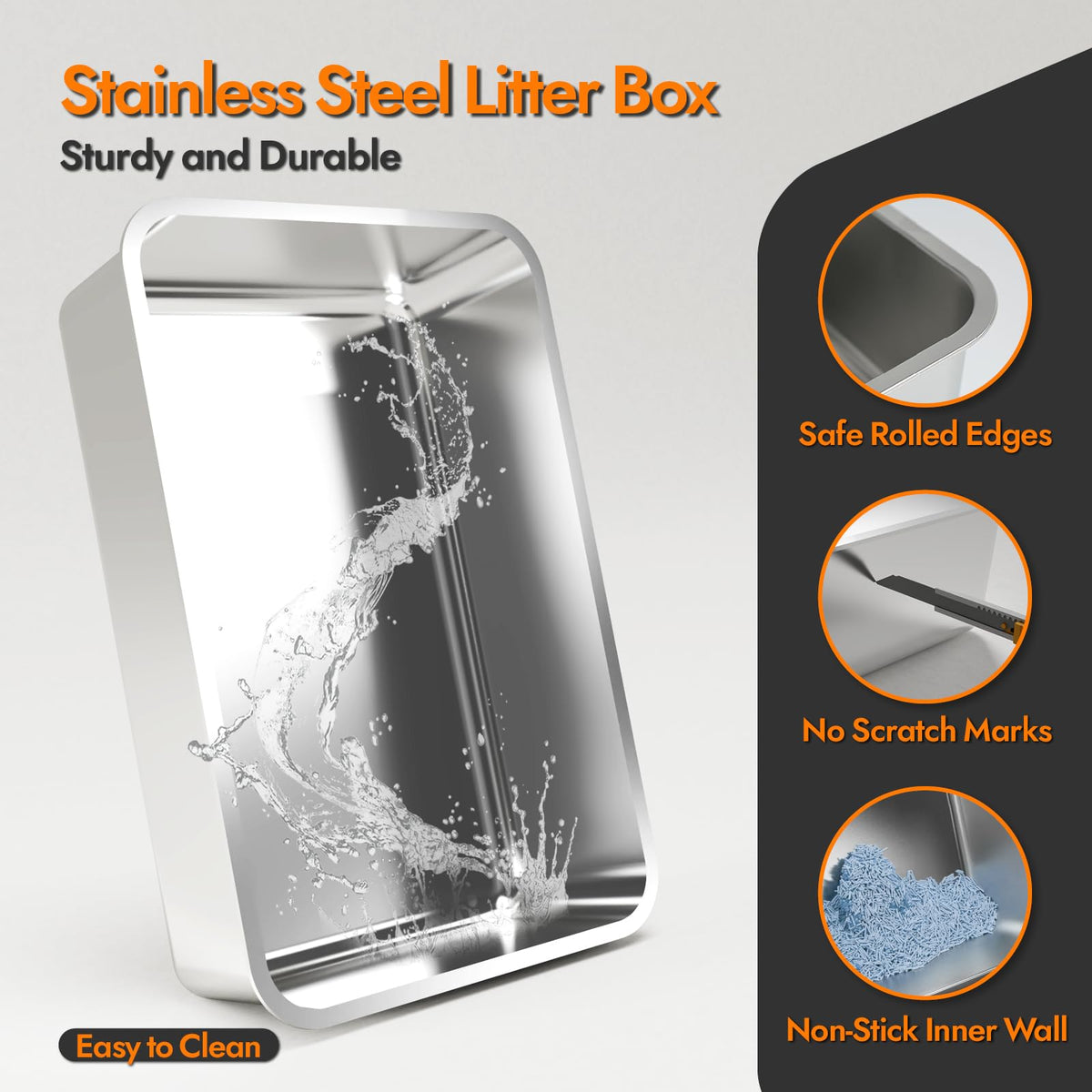 Stainless Steel Cat Litter Box with Lid E65725
