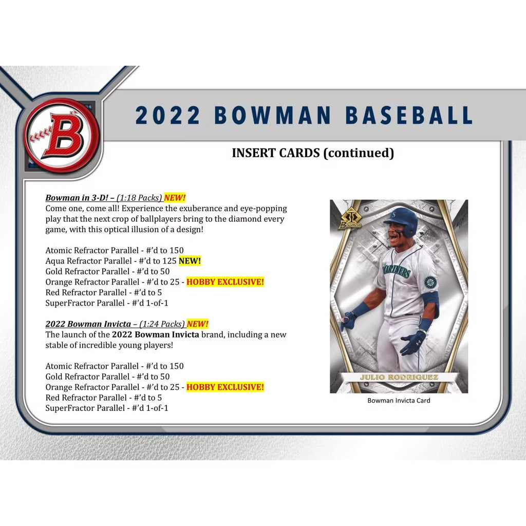 2022 Bowman Baseball Trading Card Mega Box N97466