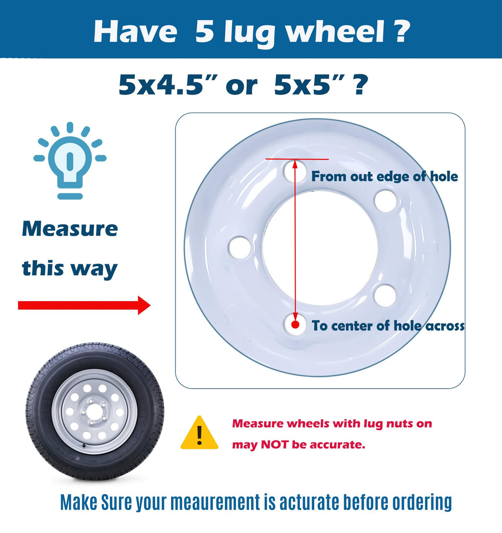 Trailer Tire Wheel ST205/75D15 6PR 101L 5X4.5 White Spoke Pk2 J80314