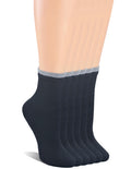 6 Pairs Bamboo Rayon Breathable Quarter Socks with Seamless Toe V408797