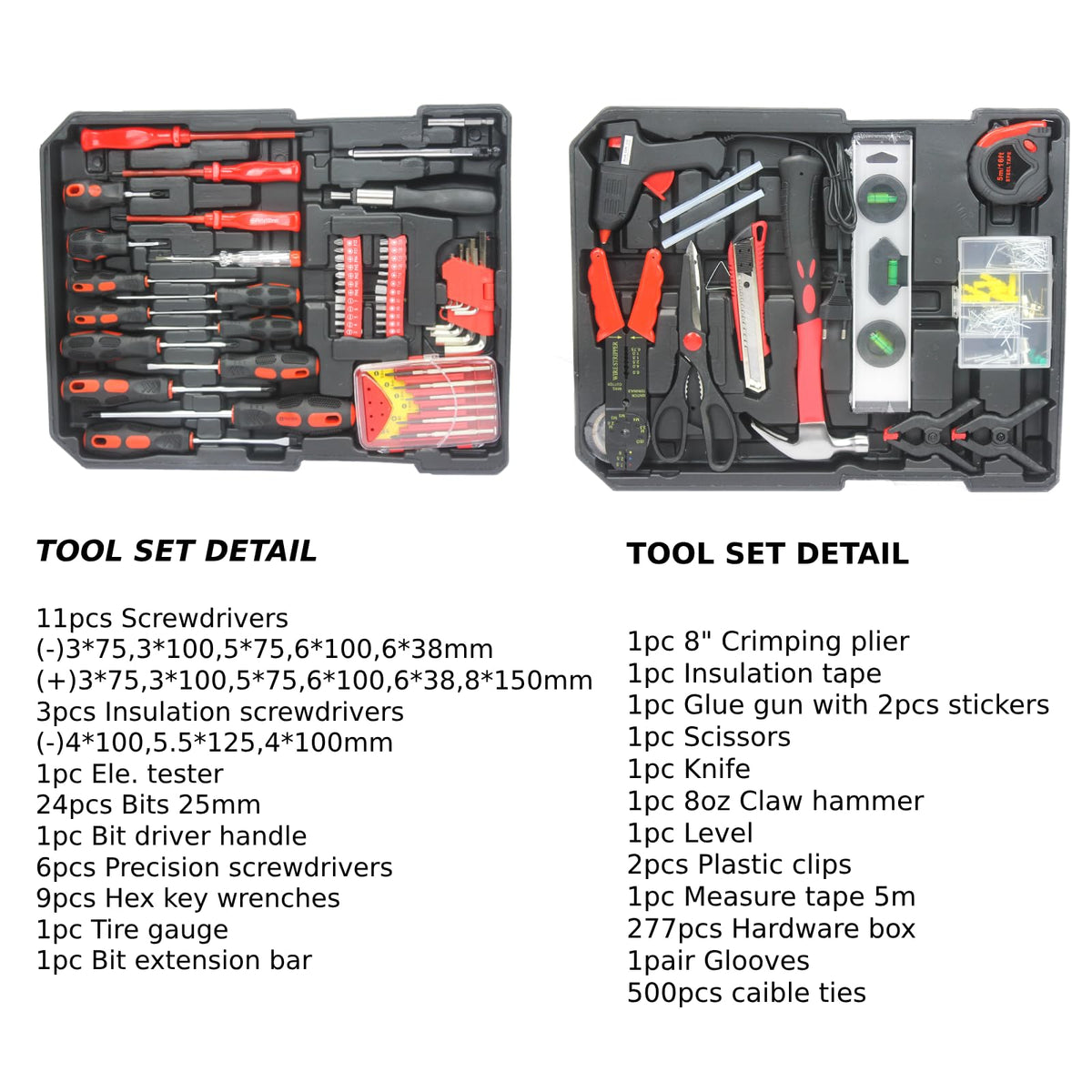 899 PCS Home Auto Repair Tool Kit with Rolling Tool Box Y611067
