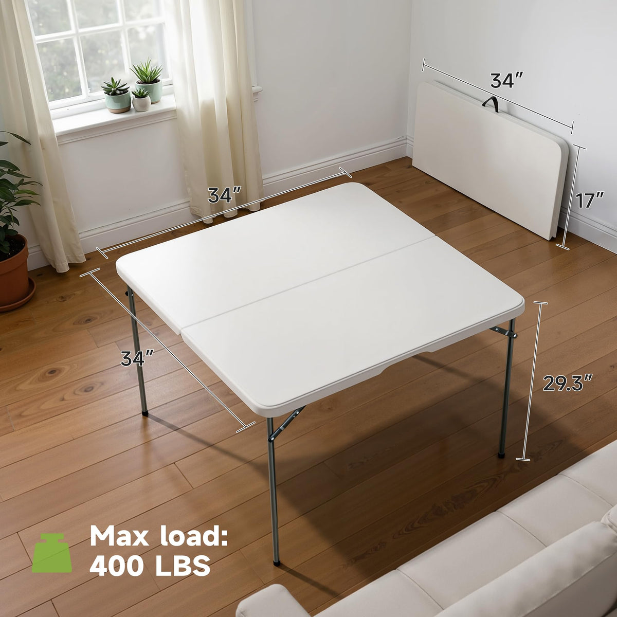 3 ft Square Folding Card Table with Carrying Handle C10124