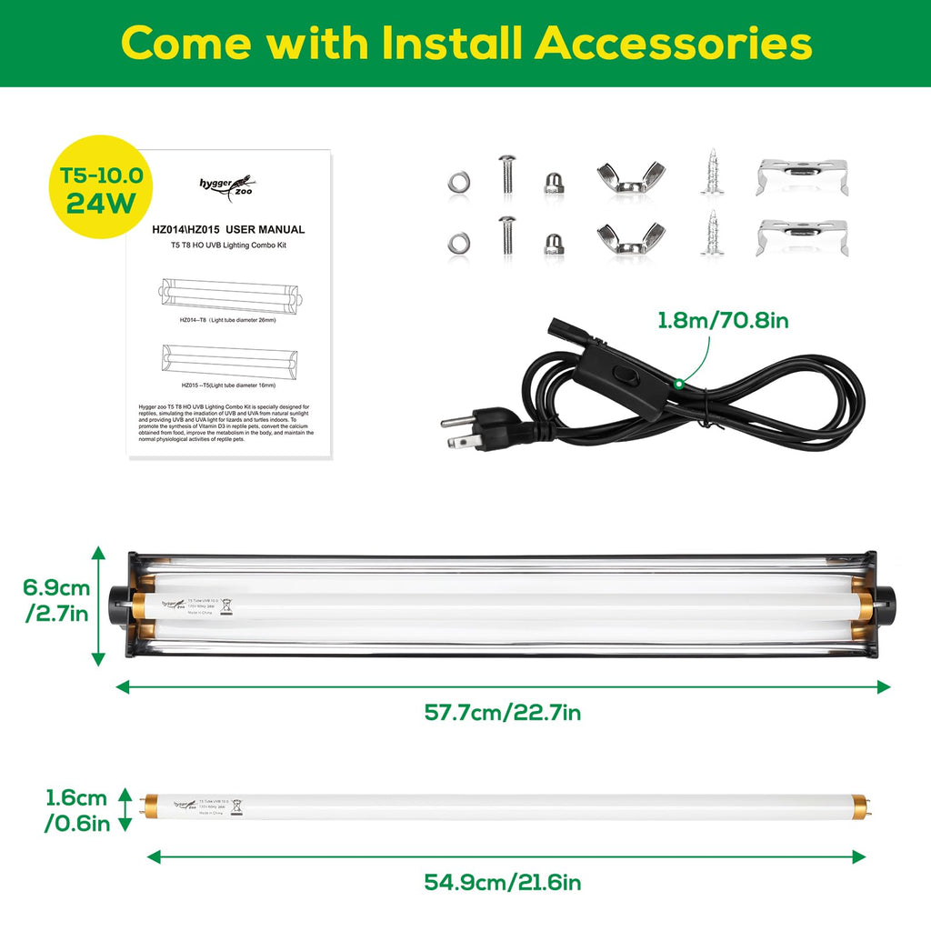 22 Inch 24W UVB Reptile Light Fixture F667196