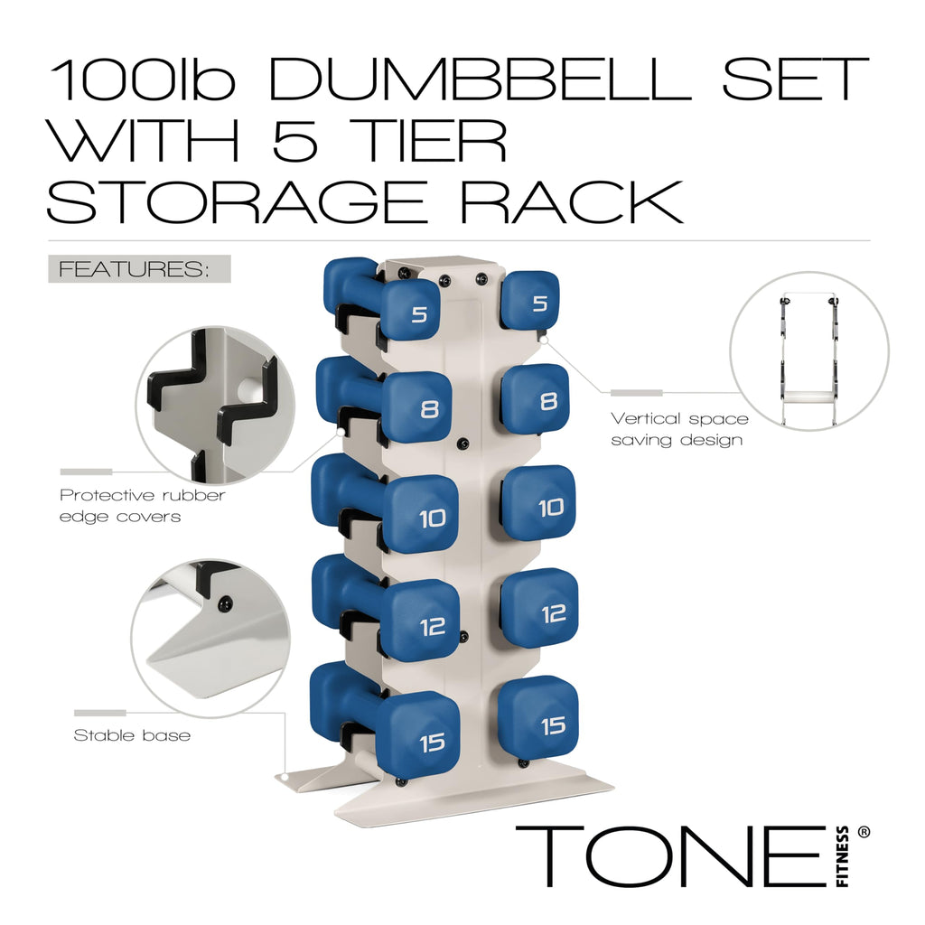 Neoprene Dumbbell Set with Storage Rack N200