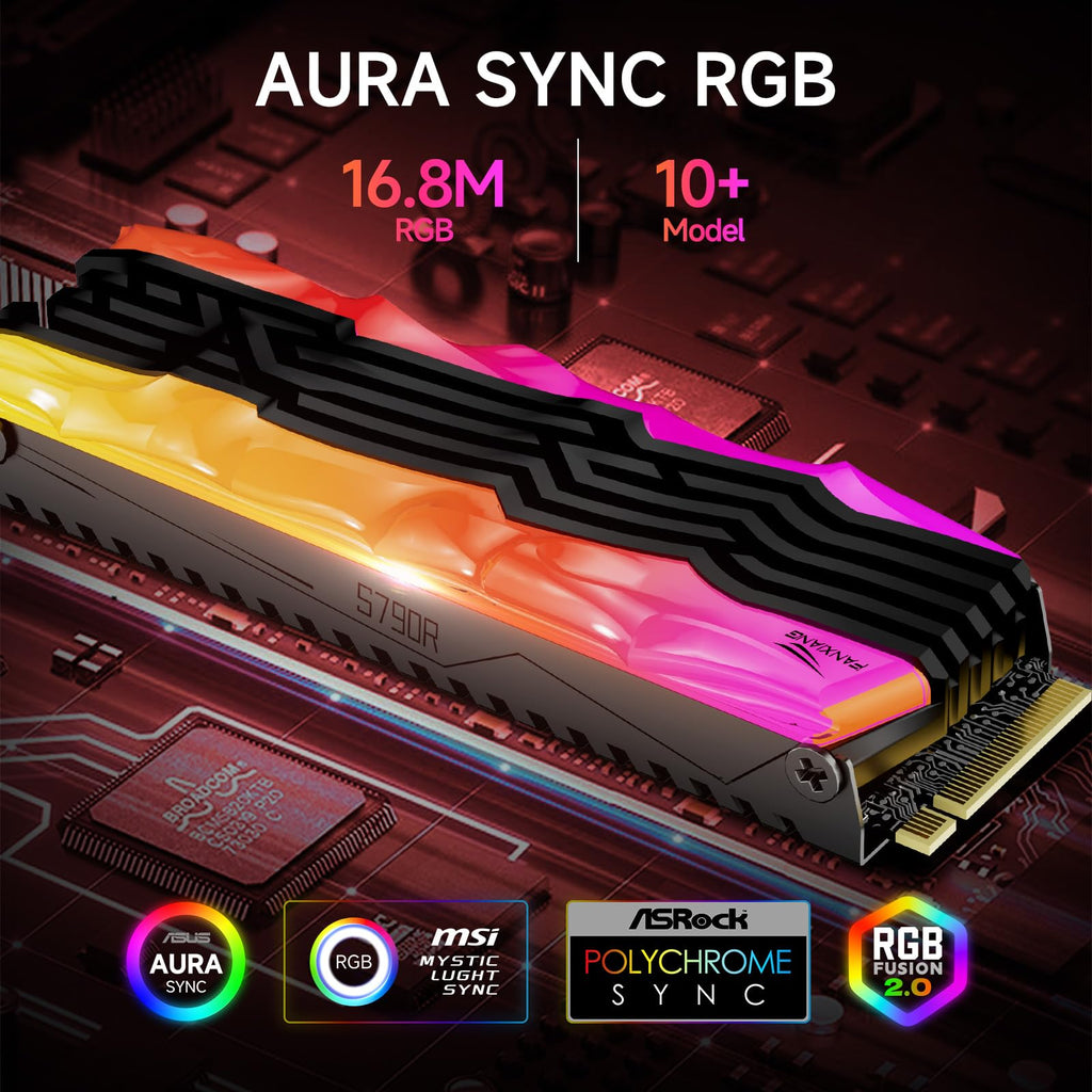 2TB NVMe M.2 SSD PCIe 4.0 Internal Solid State Drive with RGB Heatsink H3598