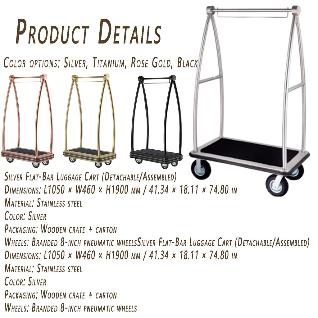 Heavy Duty Luggage Cart with Stainless Steel Frame R1473