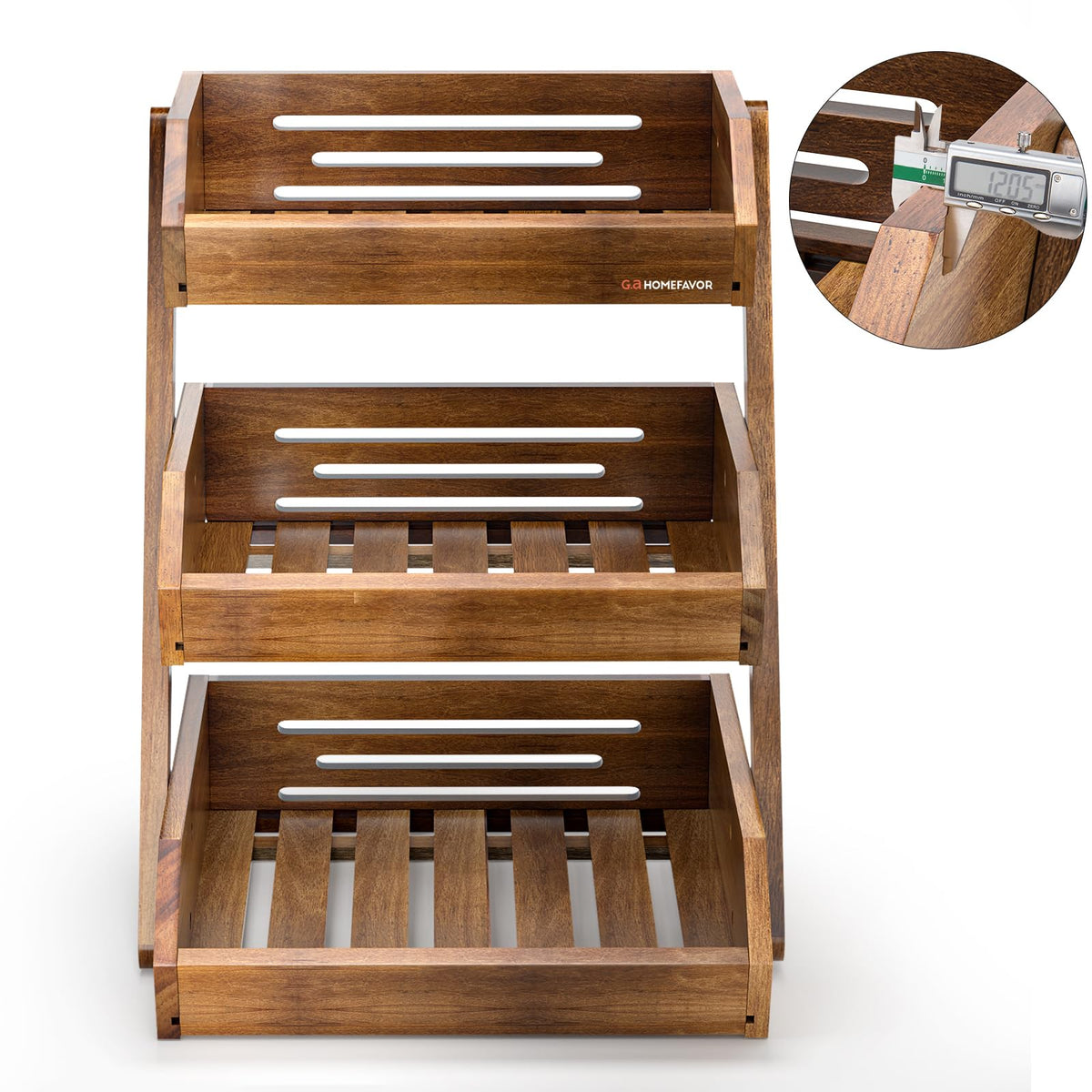 3-Tier Acacia Wood Fruit Basket I711