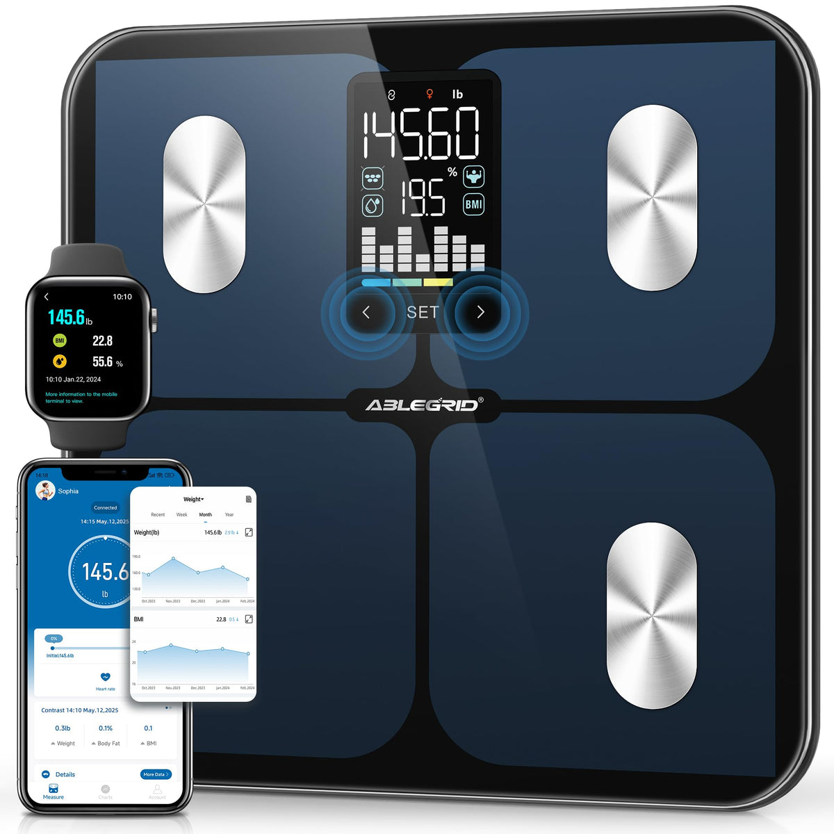 Smart Bathroom Scale for Body Weight and Fat N558