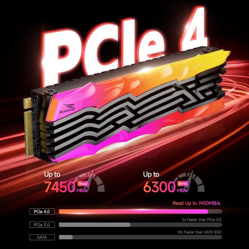 2TB NVMe M.2 SSD PCIe 4.0 Internal Solid State Drive with RGB Heatsink H3598