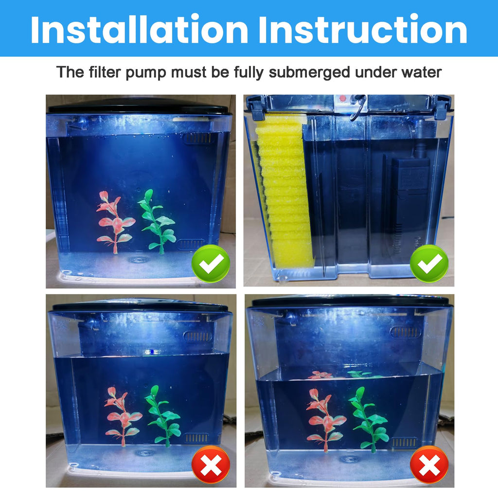 1.2 Gallon Aquarium Starter Kit with LED Light and Water Filter Pump R773