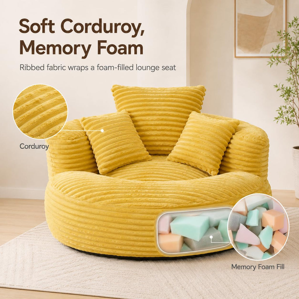 Oversized Mustard Yellow Bean Bag Chair U751002