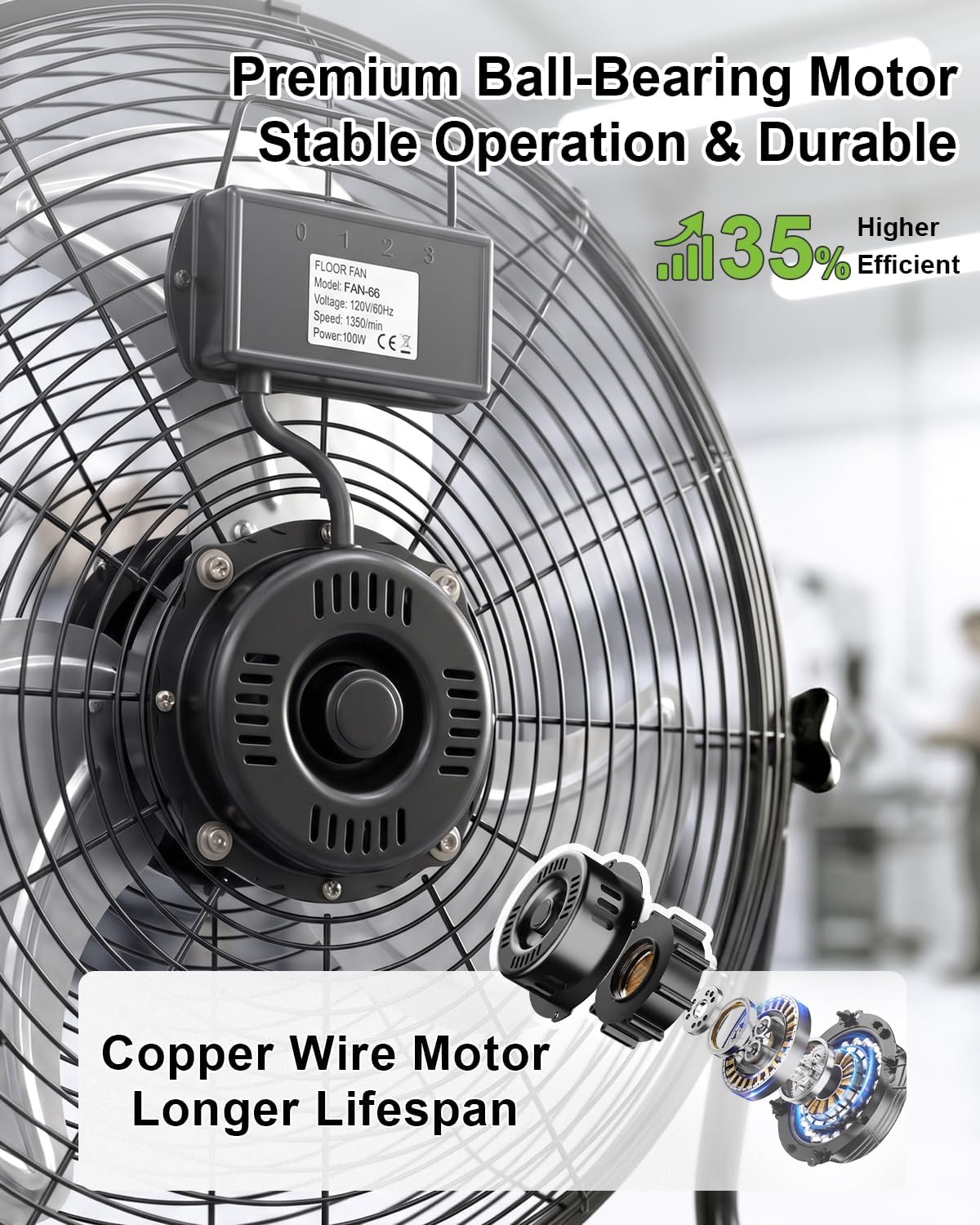 18" Industrial High Velocity Floor Fan with Remote U4386