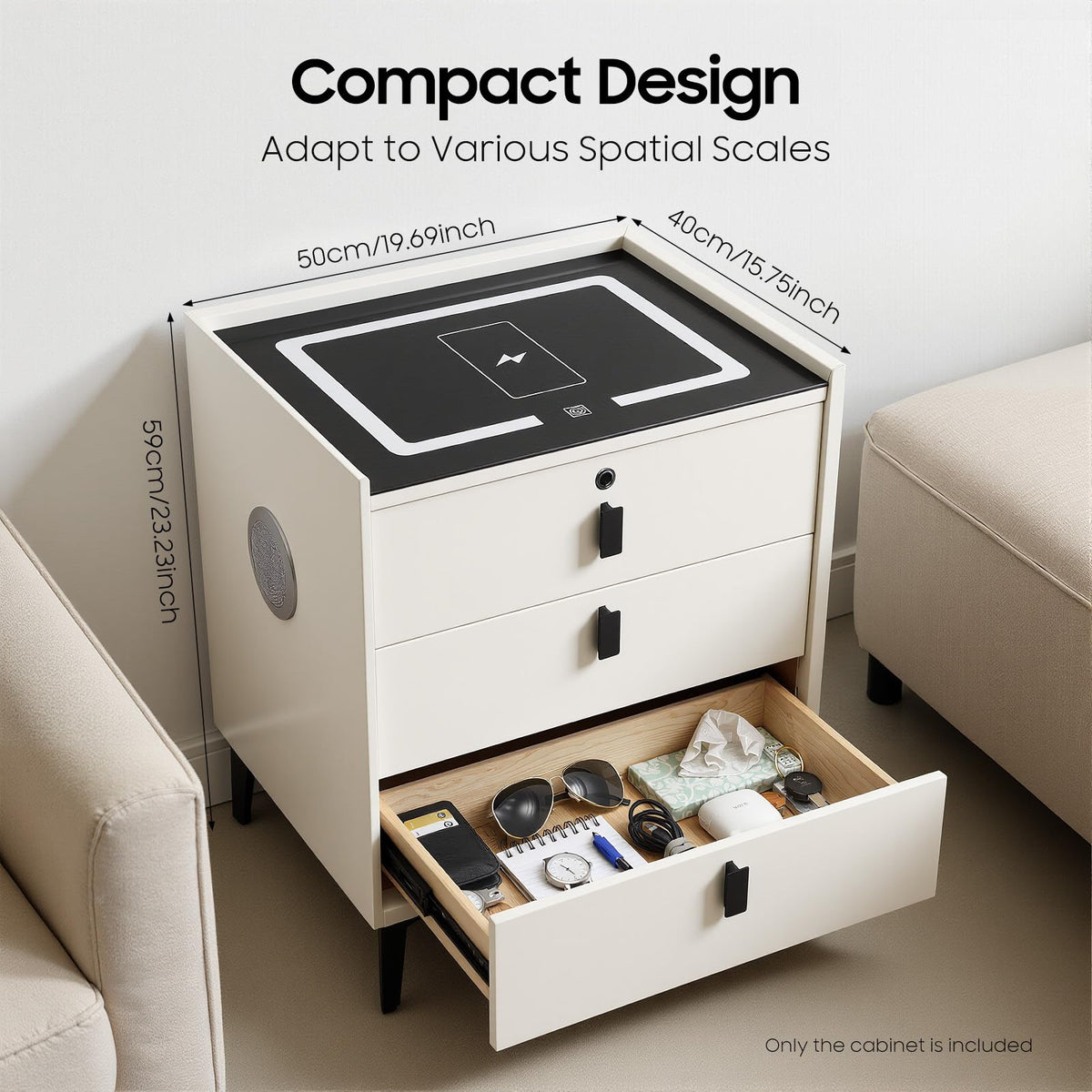 3 Drawer Nightstand with Charging Station T7623