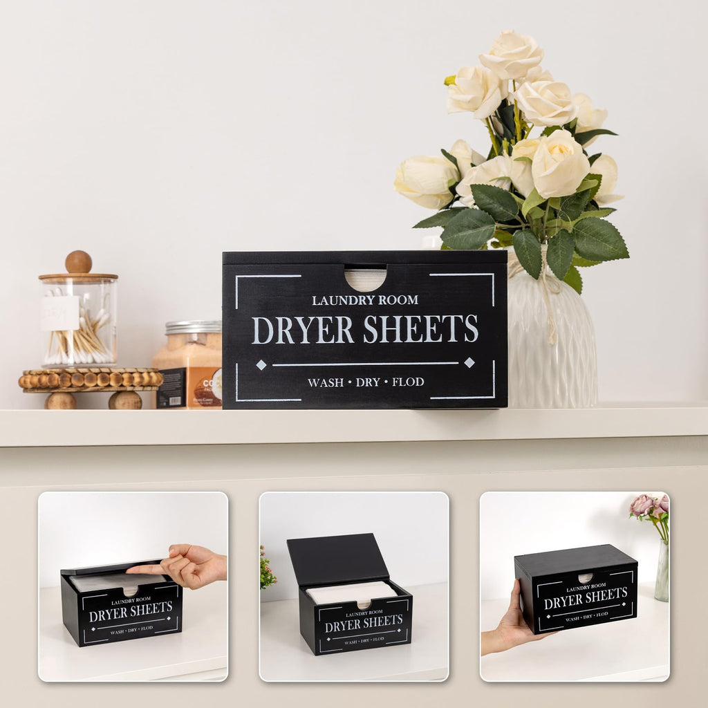 Black Dryer Sheet Holder with Lid B11613