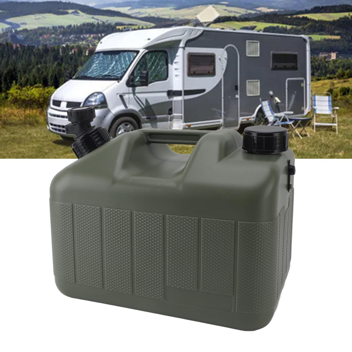 10L Green Camping Water Container with Faucet Q6891