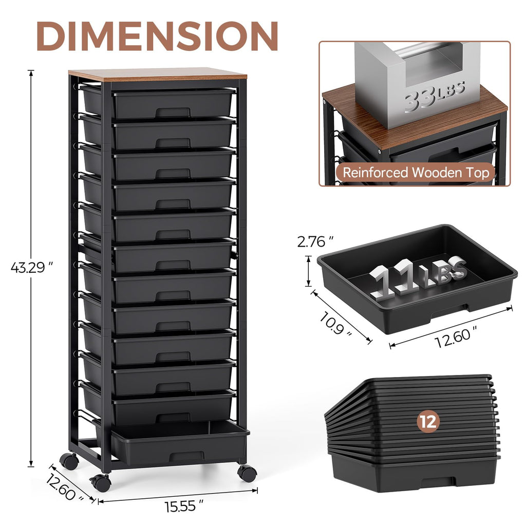 Rolling Cart with 12 Drawers V65856