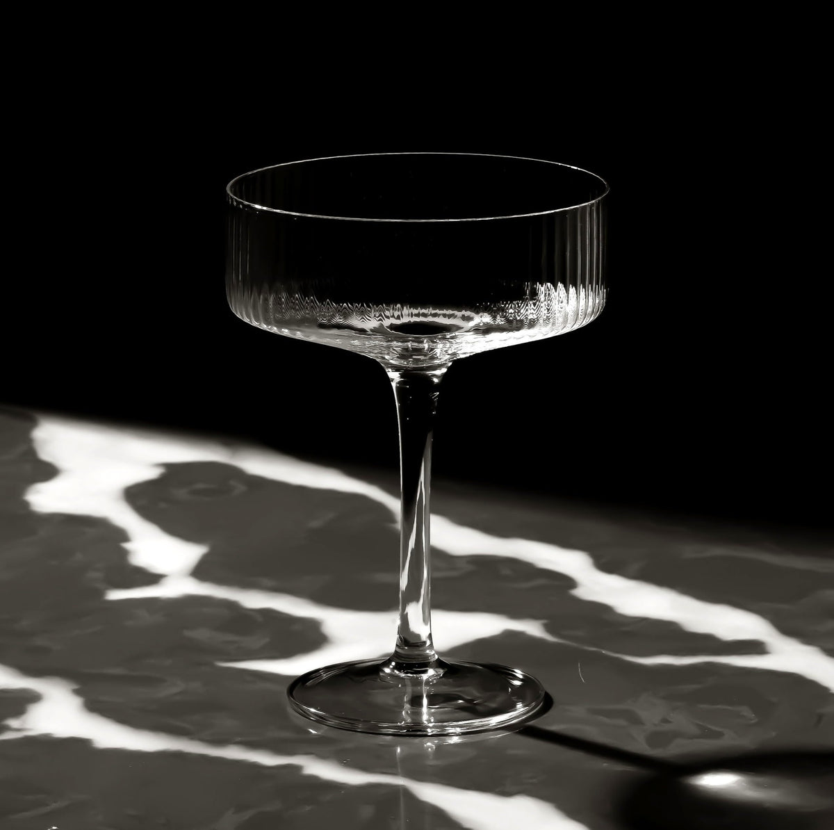 Clear Ribbed Martini Coupe Glasses Set of 2 I700