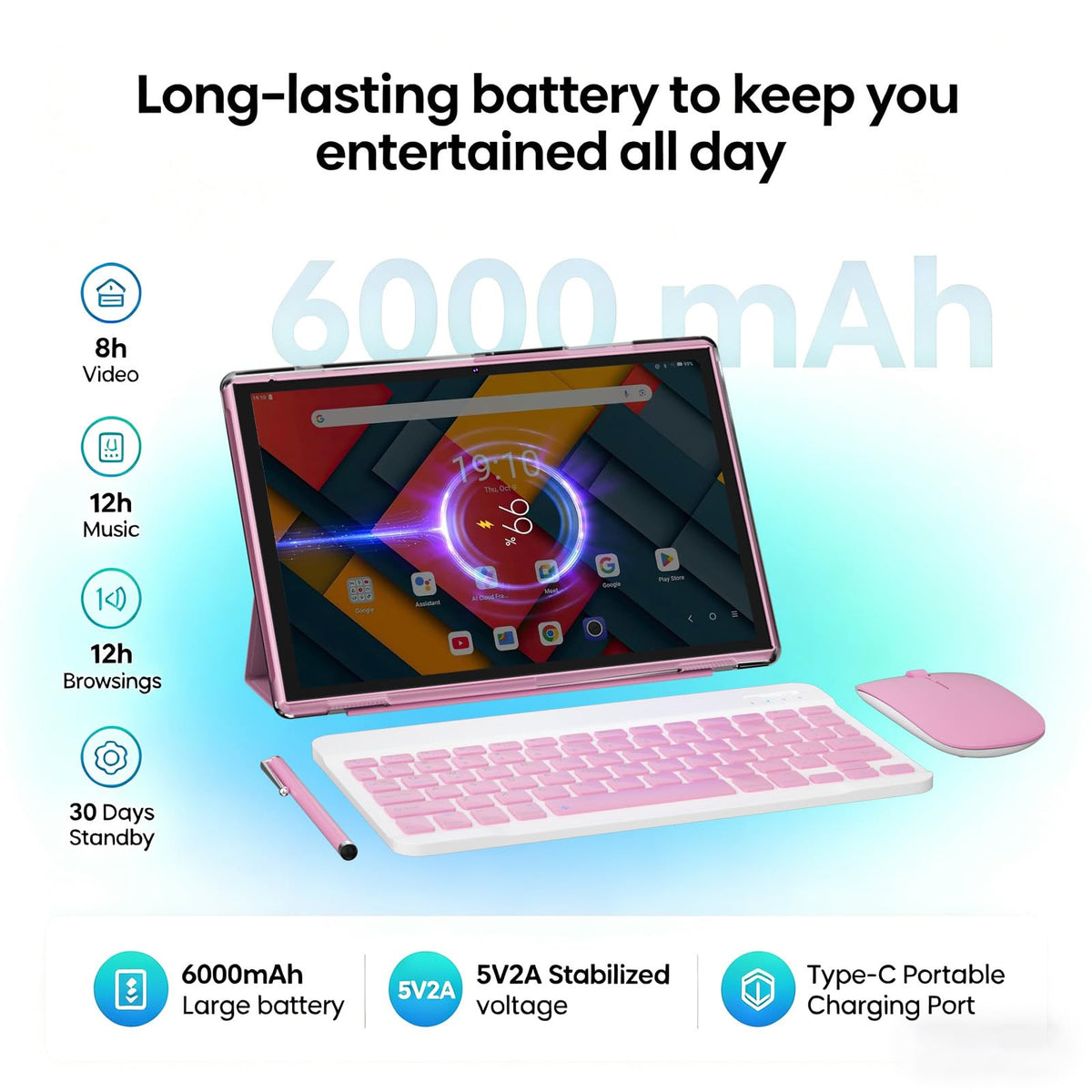 10 inch 2 in 1 Android Tablet with Keyboard 8GB RAM 32GB ROM C83796