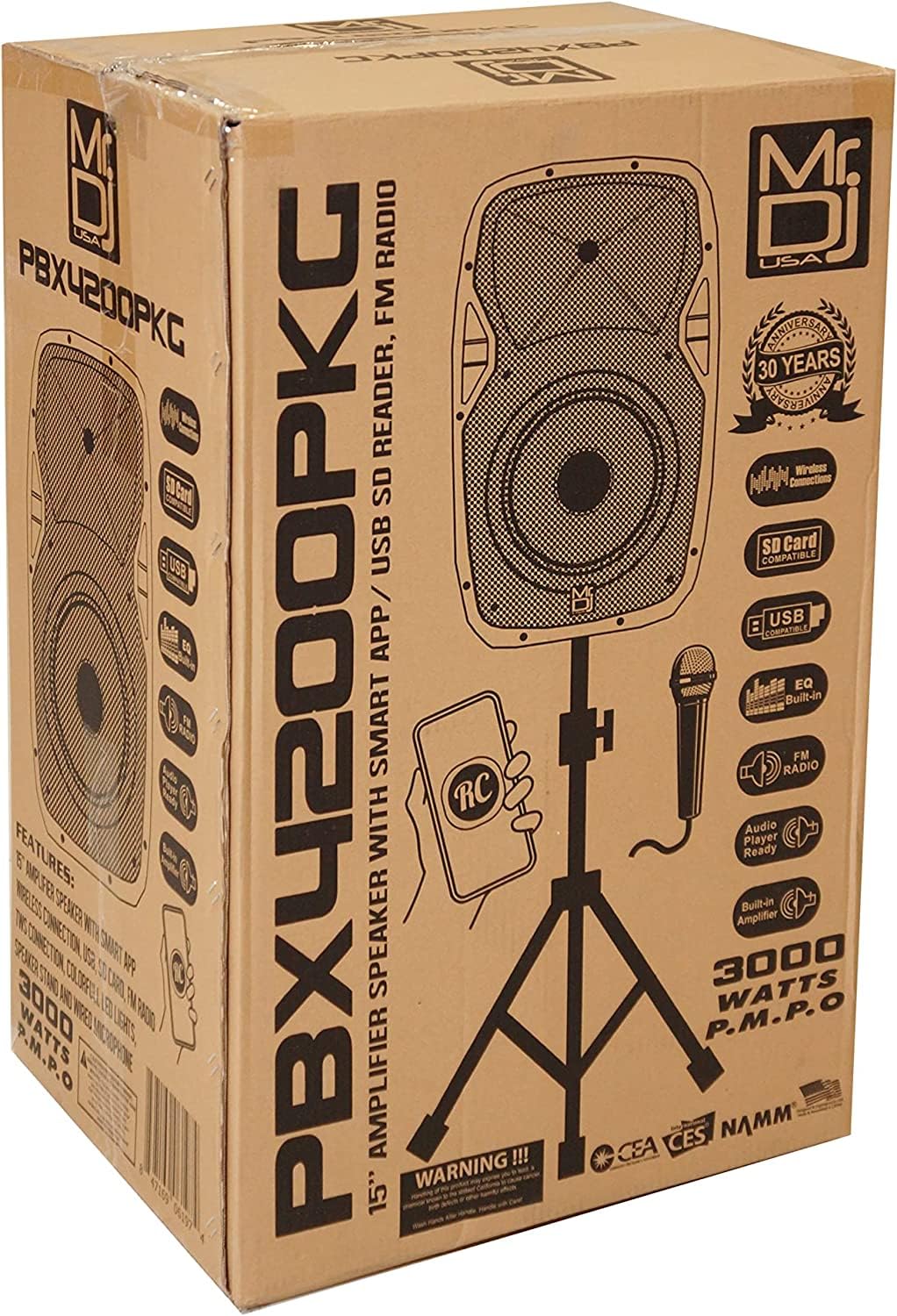 15" 2-Way Powered Bluetooth Karaoke Speaker with Speaker Stand T469