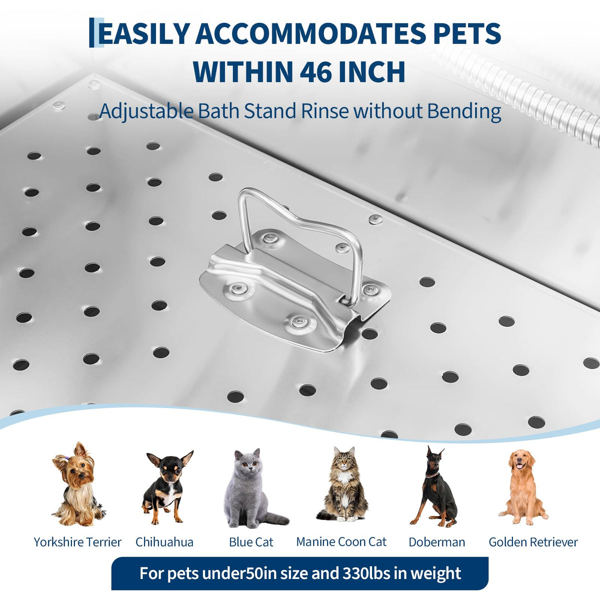 46 Inch Stainless Steel Dog Washing Station with Stair Q479