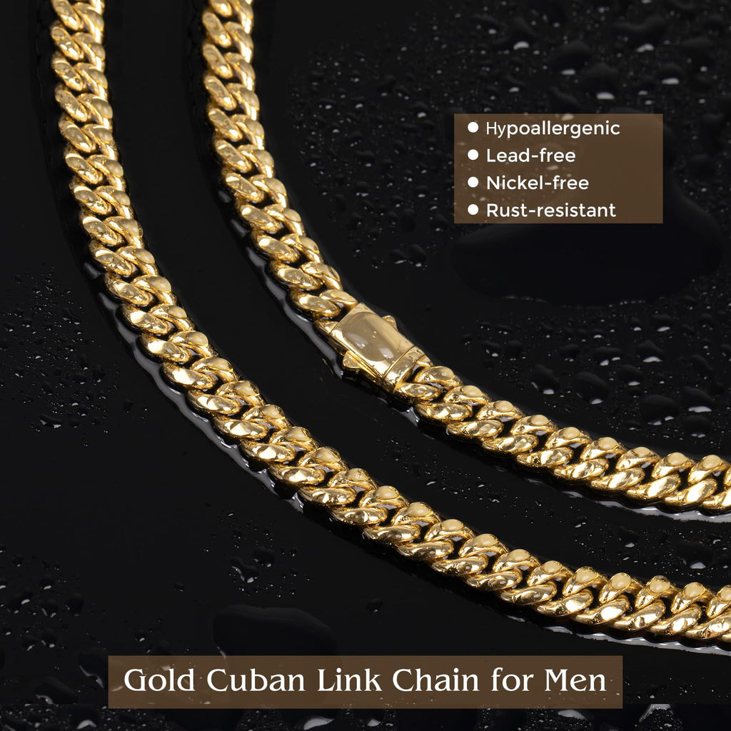 Gold Cuban Link Chain 316L Stainless Steel Necklace 20/22/24 Inches J405