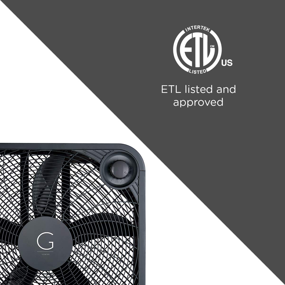 20" Box Fan, 3 Settings, Carry Handle, Black S843563