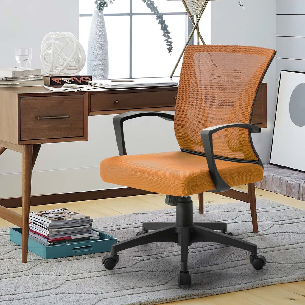 Orange Mid Back Mesh Ergonomic Office Chair with Armrest X41465