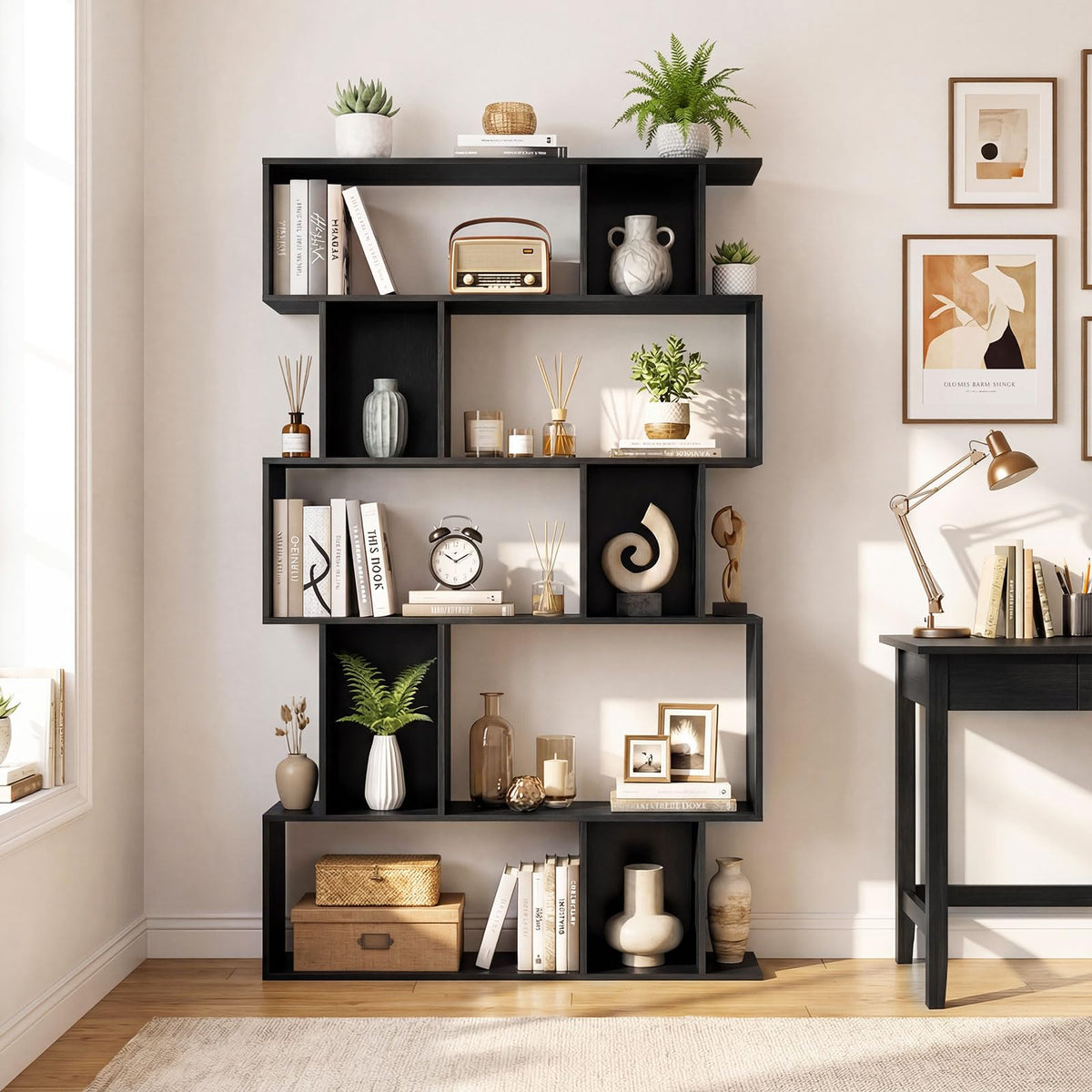 5-Tier 10-Cube Black Bookshelf M673293
