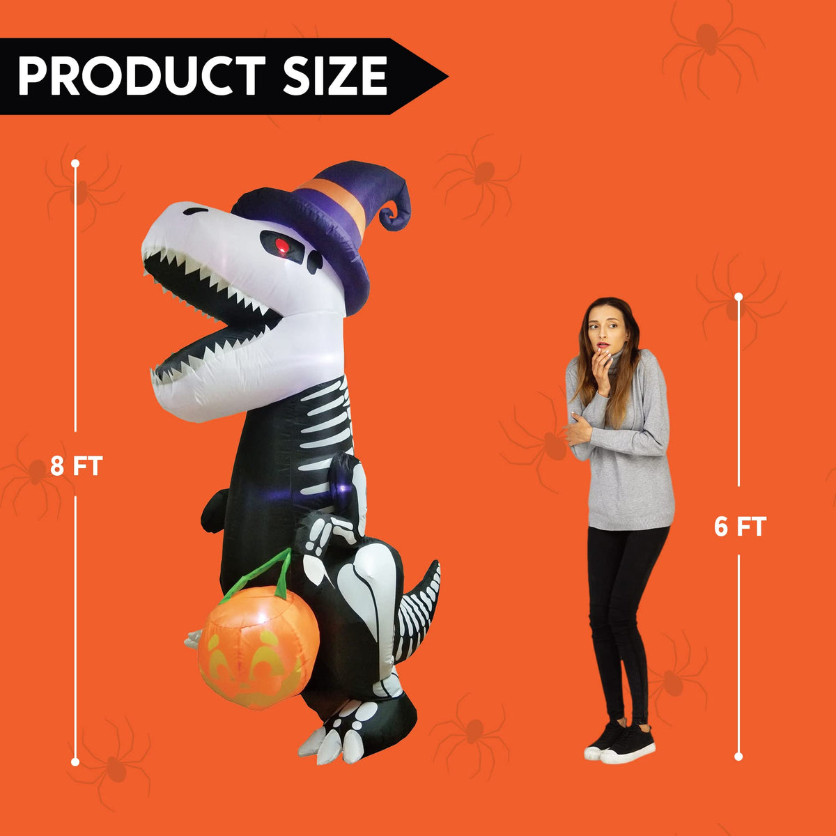 8 FT Inflatable Skeleton Dinosaur with Built-in LEDs P1592