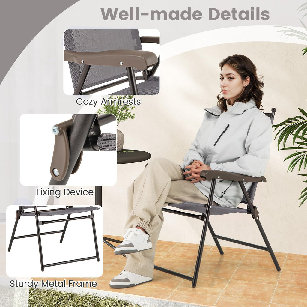 Set of 2 Grey Patio Folding Chairs R3171