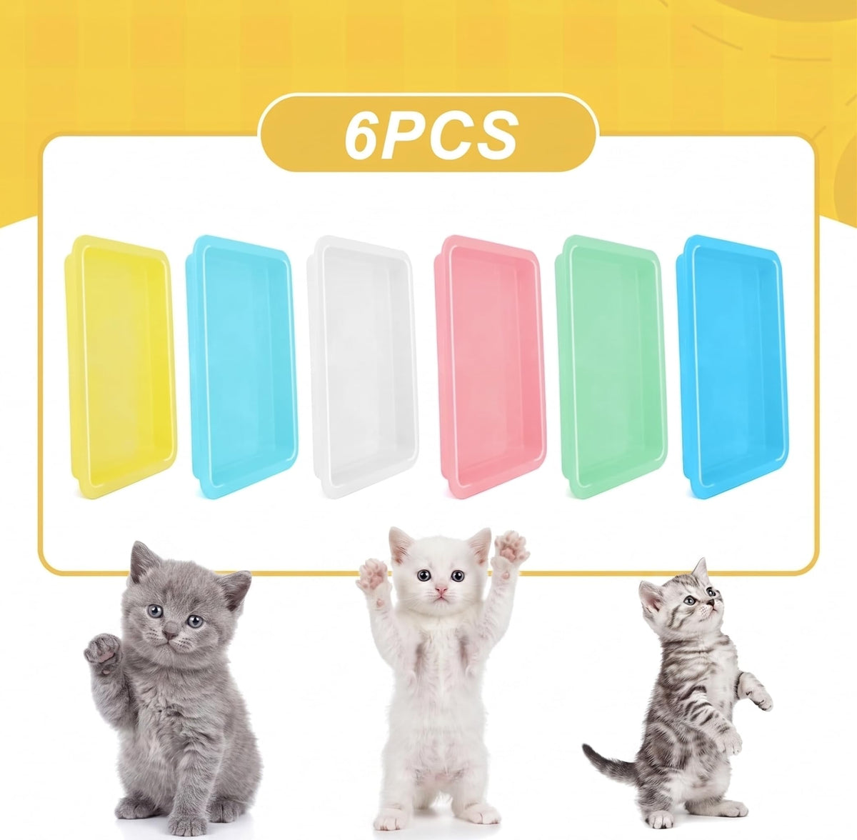 6 Pcs Low Entry Portable Litter Box with Scooper T4672