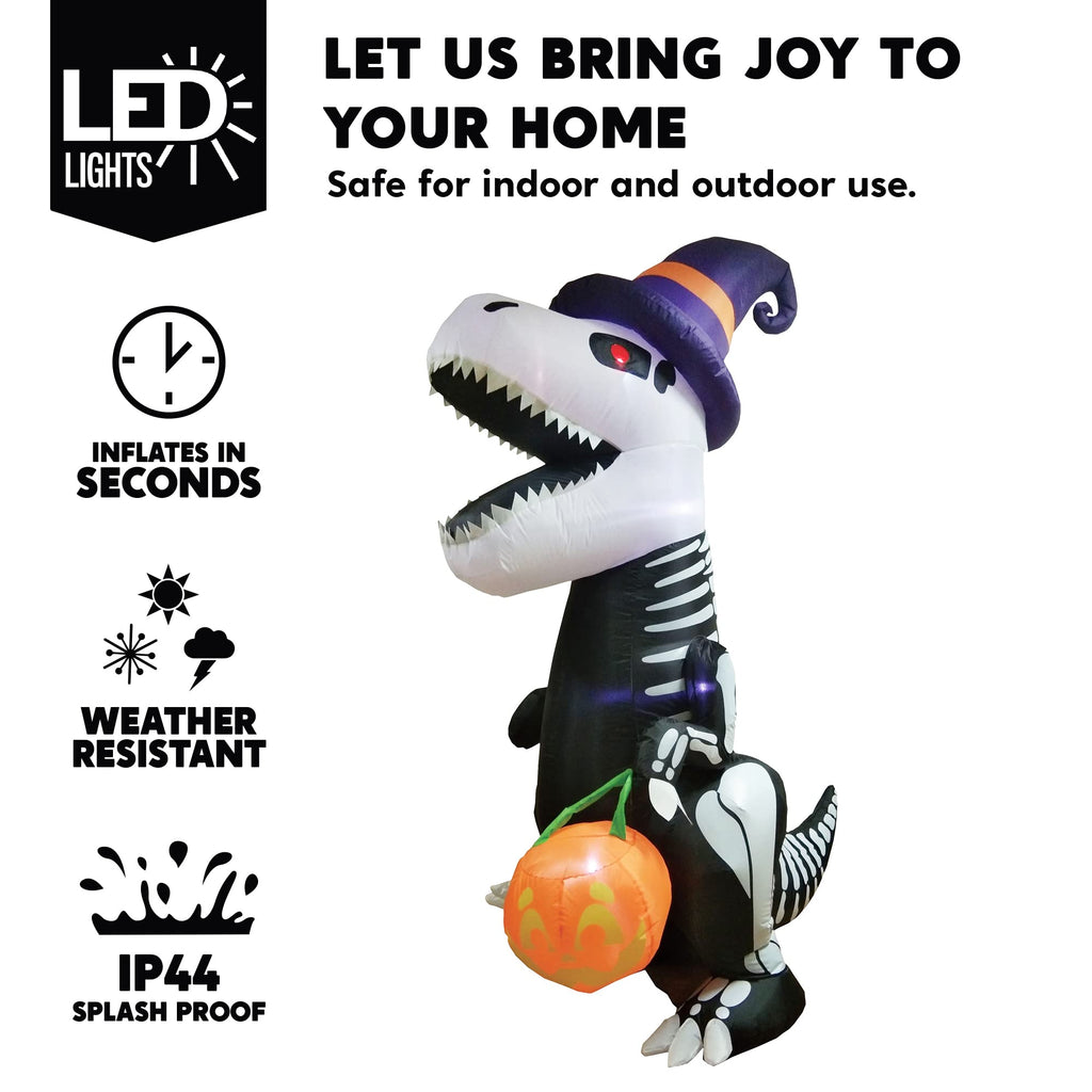 8 FT Inflatable Skeleton Dinosaur with Built-in LEDs P1592