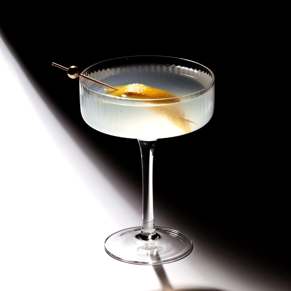 Clear Ribbed Martini Coupe Glasses Set of 2 I700