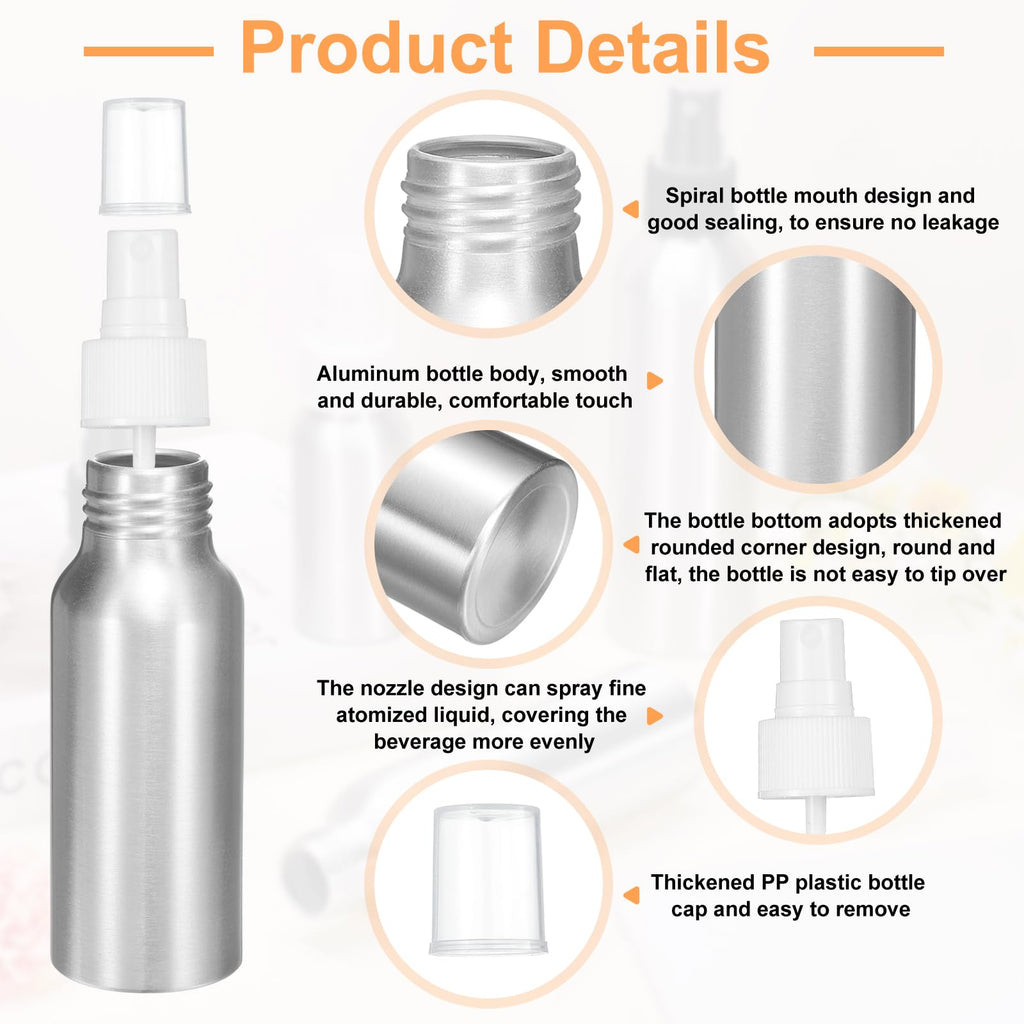 5 Pc 80 ml Aluminum Fine Mist Spray Bottles T353