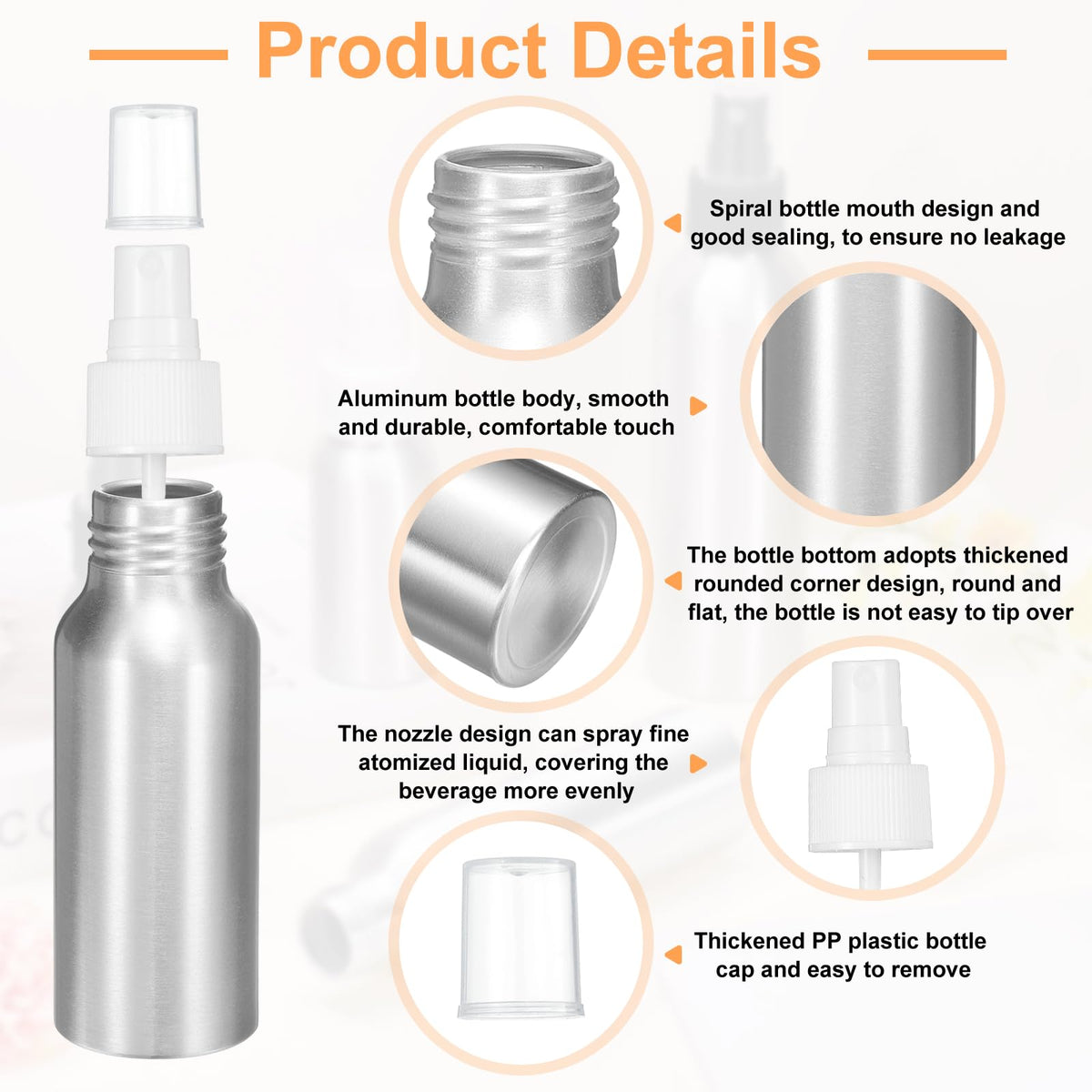 5 Pc 80 ml Aluminum Fine Mist Spray Bottles T353