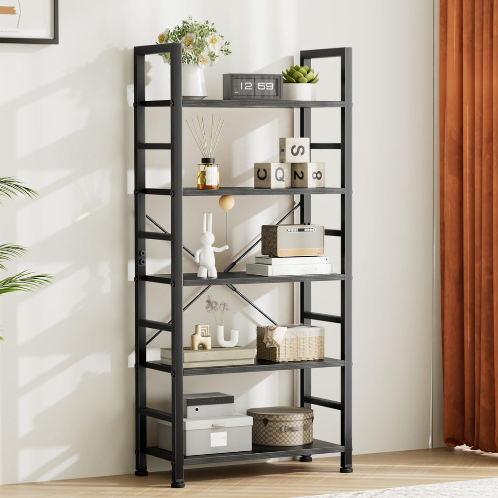 5 Tier Black Bookshelf C638