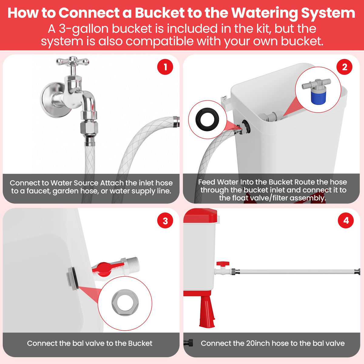 Automatic Chicken Waterer System with 8 Drinking Cups C5022