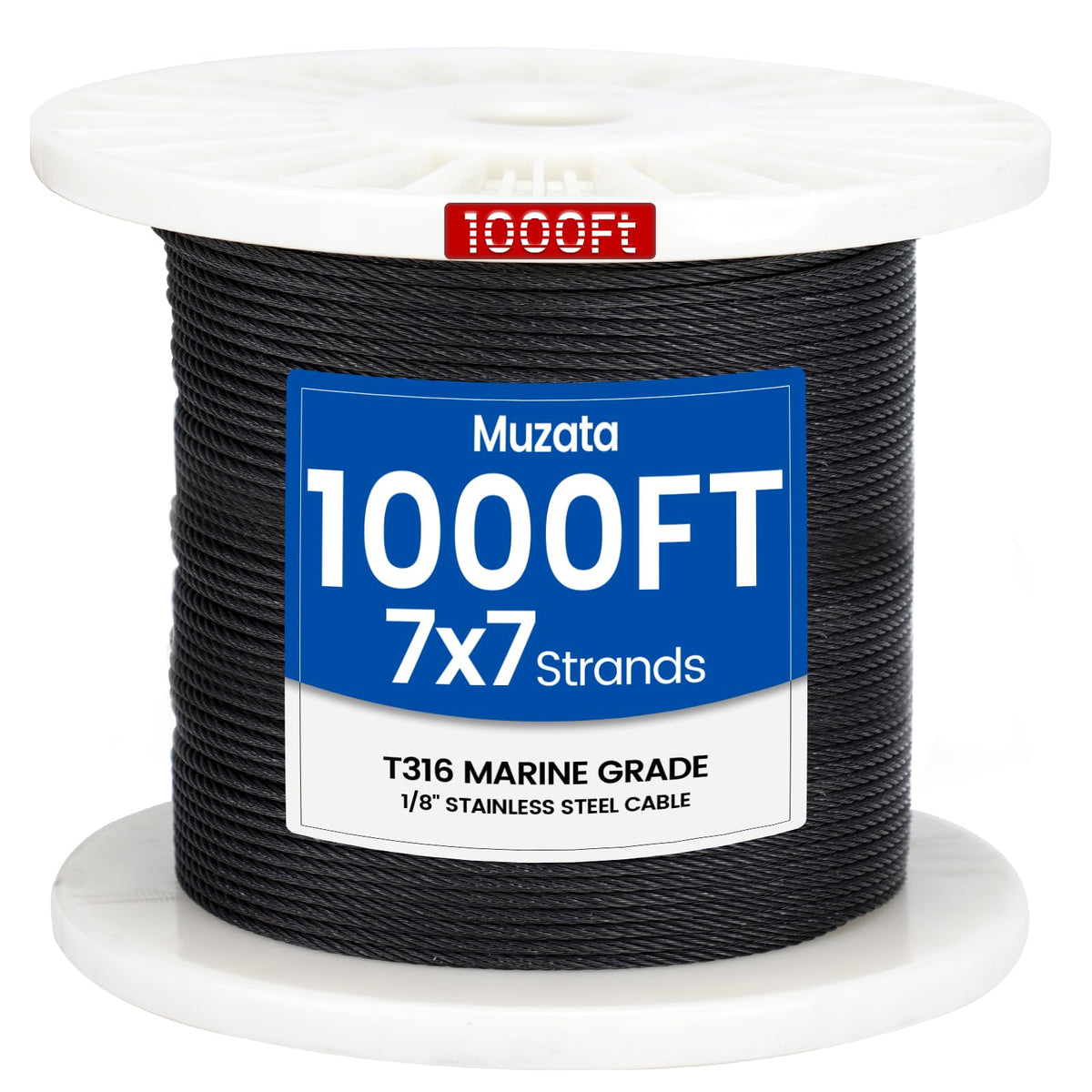 1/8" Black T316 Stainless Steel Cable Railing Wire Rope T287757